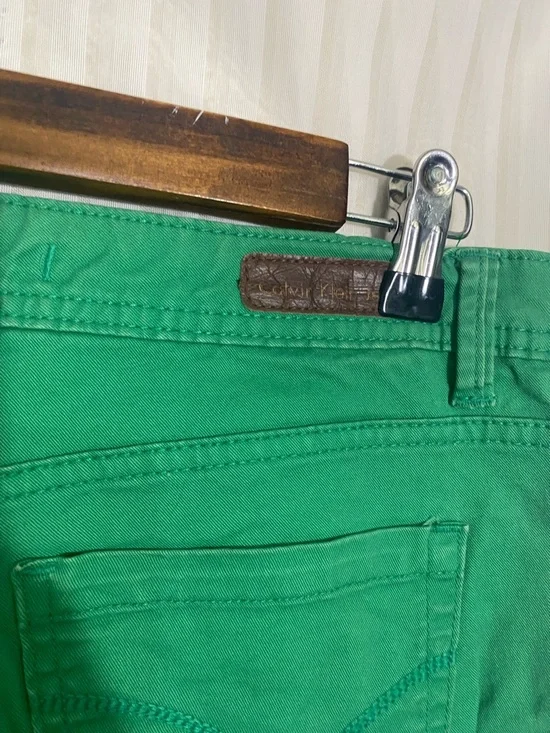 Calvin Klein Jeans Skinny Crop Pants Womens Size 6 Green Stretch Mid Rise Ankle - Picture 6 of 8